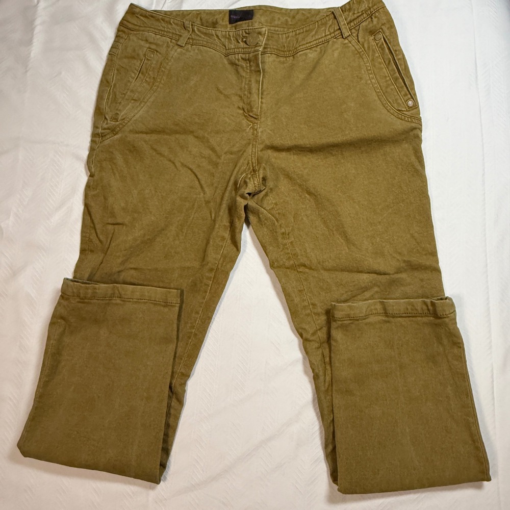 Olivia Lauren Stretch Twill Pants Olive Khaki Mid Rise Women's Small‎ KR 76